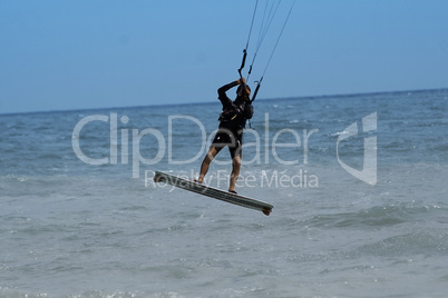 Silhouette of kite surfer