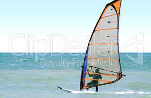 Windsurfer on the sea in the afternoon