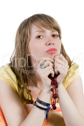 Portrait of the young beautiful woman. Isolated