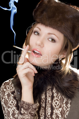 Portrait of the young lady with a cigarette