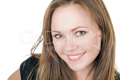 Portrait of the smiling beautiful girl. Isolated