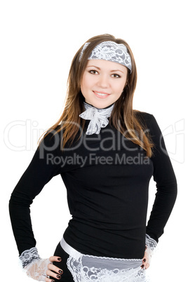 Portrait of the smiling young maid. Isolated