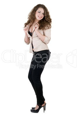 Beautiful smiling young woman. Isolated on white background