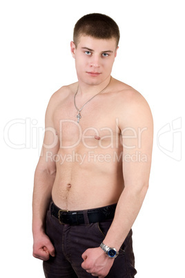 Portrait of the young man. Isolated on white