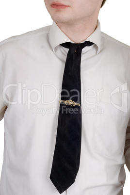 Young man in a tie. Isolated on white