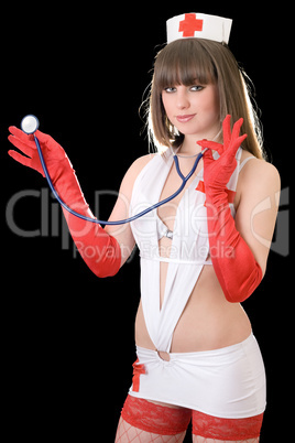 Portrait of the sexual nurse with a stethoscope