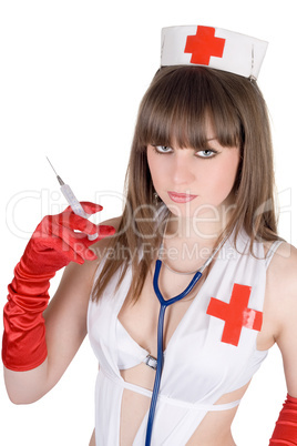 Portrait of the sexy nurse with a syringe