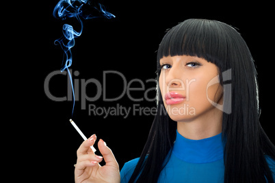Portrait of the young woman with a cigarette