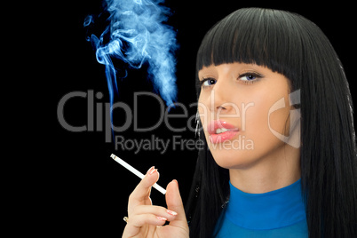 Portrait of the pretty woman with a cigarette