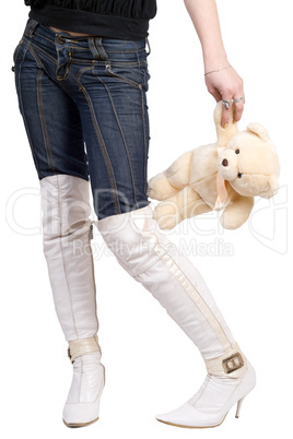 Woman taking a teddy bear