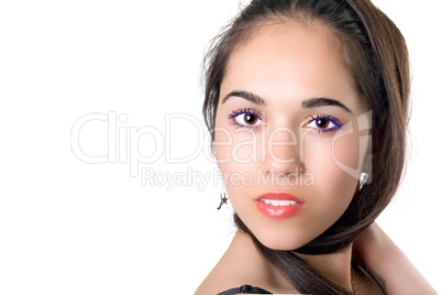 Portrait of the pretty young woman. Isolated