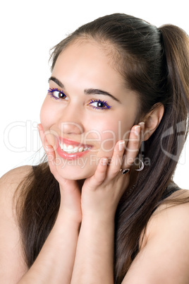 Portrait of the smiling beautiful girl. Isolated