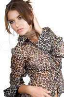 woman in leopard blouse