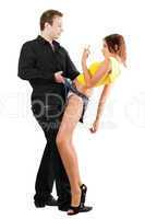Man flirting with playful woman