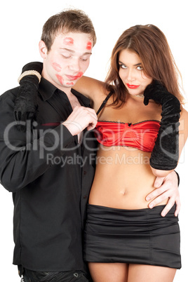 Portrait of the attractive playful young couple