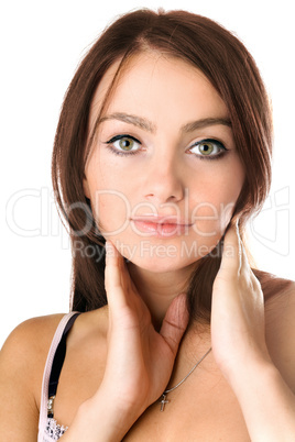 Closeup portrait of a pretty young woman