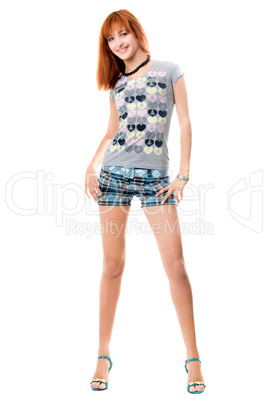 girl in a t-shirt and shorts