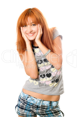 Portrait of joyful pretty red-haired girl Portrait of joyful pretty red-haired girl