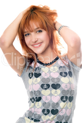 Portrait of cheerful pretty red-haired girl