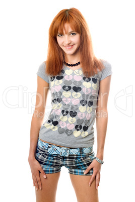 Portrait of cheerful lovely red-haired girl