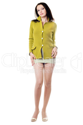 Young woman in yellow jacket