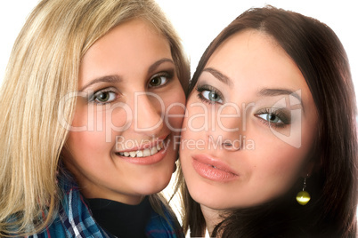 Closeup portrait of beautiful smiling young women