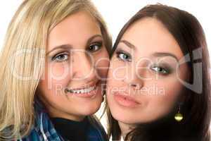 Closeup portrait of beautiful smiling young women