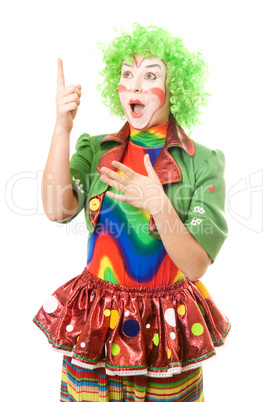 Portrait of surprised female clown