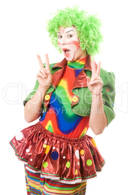 Portrait of happy female clown