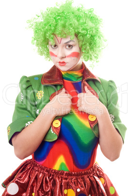 Serious female clown