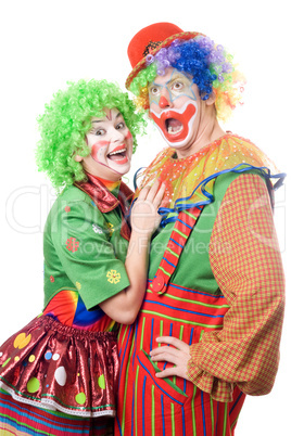 Couple of funny clowns. Isolated