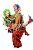 A couple of playful clowns