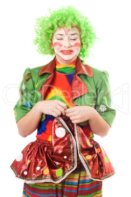 Portrait of a crying female clown