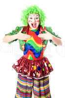 Portrait of joyful female clown