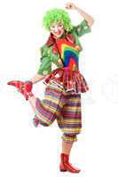 Joyful posing female clown