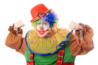 Portrait of an aggressive clown
