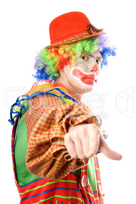 Clown points his finger