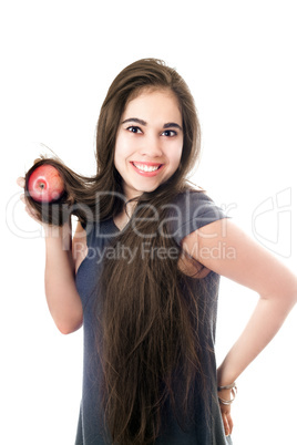 Smiling girl with an apple