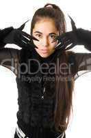Portrait of pretty young woman in gloves