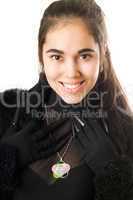 Portrait of smiling girl in gloves