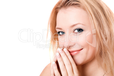 Closeup portrait of a smiling young blonde