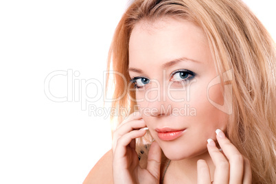 Closeup portrait of a lovely young blonde