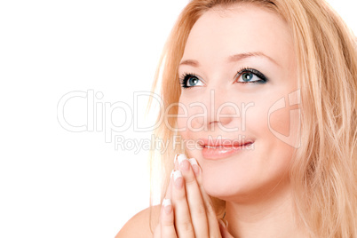 Closeup portrait of a smiling blonde