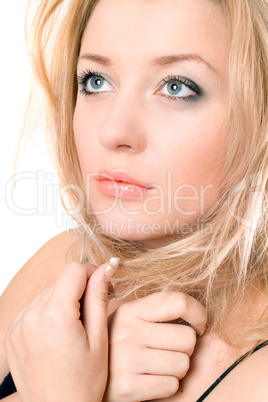 Closeup portrait of a lovely pretty blonde