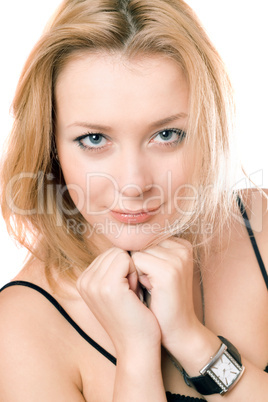 Closeup portrait of a beautiful young blonde