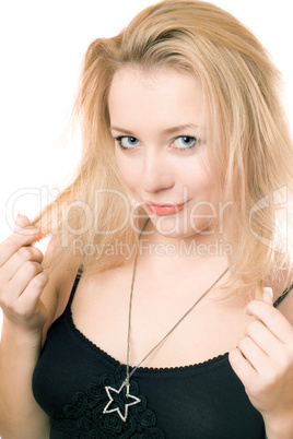 Closeup portrait of a attractive young blonde