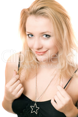 Closeup portrait of smiling young blonde