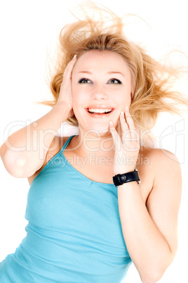 Portrait of joyful young blond girl