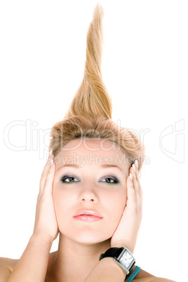 Closeup portrait of blond girl