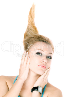 Closeup portrait of pretty young blond girl